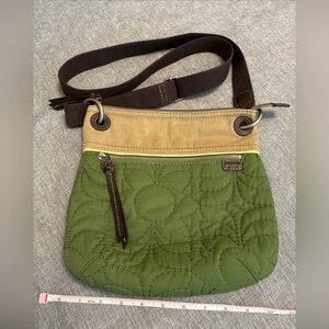 Fossil Women's Crossbody Bag Quilted Green Flower Zip Key Per